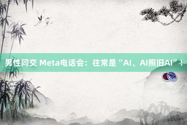 男性同交 Meta电话会：往常是“AI、AI照旧AI”！