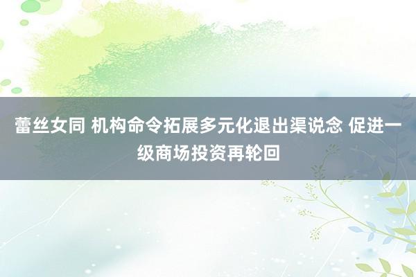 蕾丝女同 机构命令拓展多元化退出渠说念 促进一级商场投资再轮回