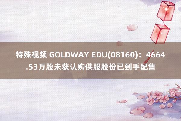 特殊视频 GOLDWAY EDU(08160)：4664.53万股未获认购供股股份已到手配售