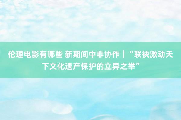 伦理电影有哪些 新期间中非协作｜“联袂激动天下文化遗产保护的立异之举”