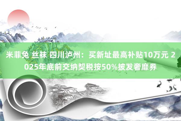 米菲兔 丝袜 四川泸州：买新址最高补贴10万元 2025年底前交纳契税按50%披发奢靡券